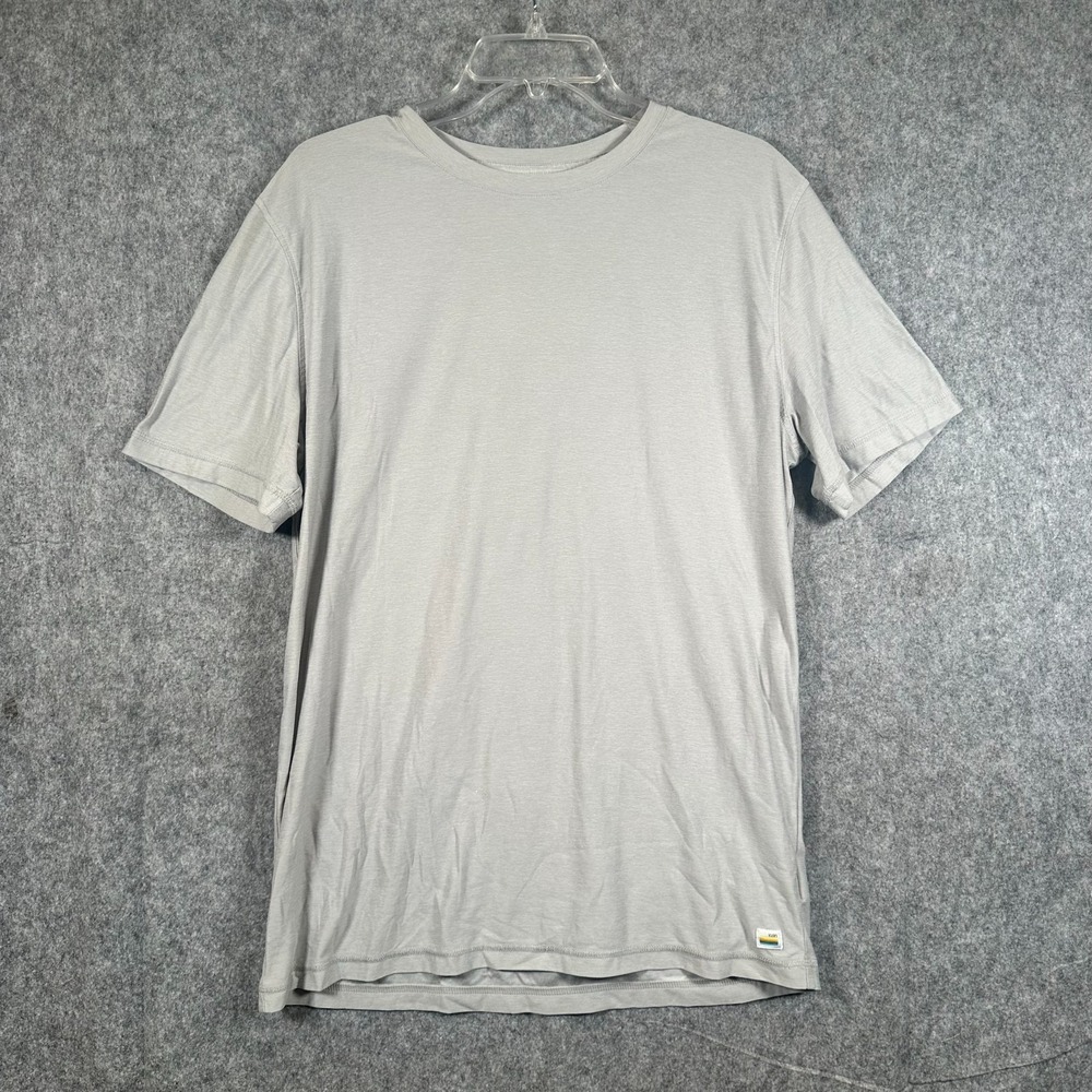 Vuori Tech Tee Performance Shirt Mens Large Soft Grey Knit Short Sleeve